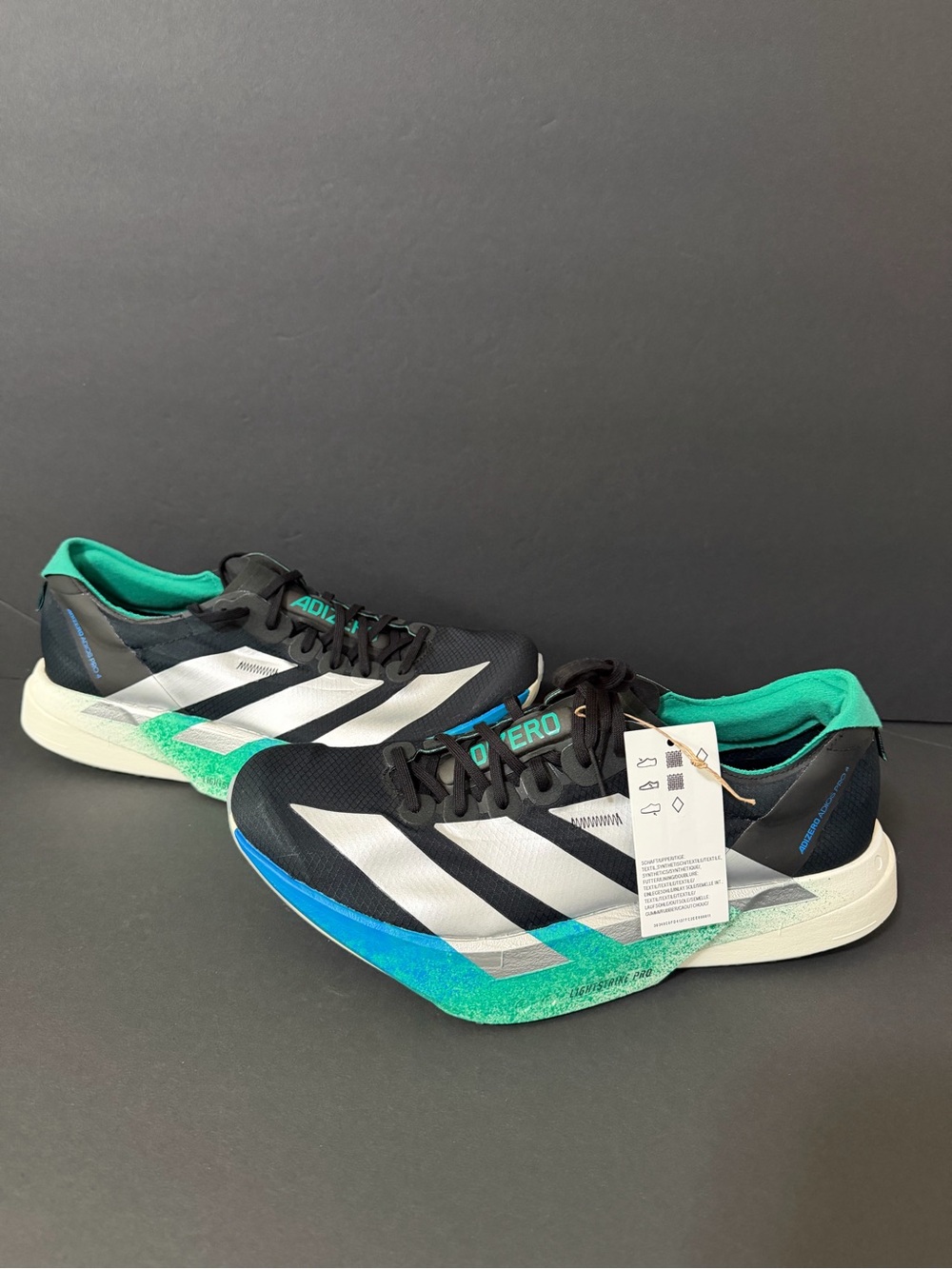 Adidas Adizero Adios Pro 4 Black Green Running Shoes JR6365 Men’s Size 10